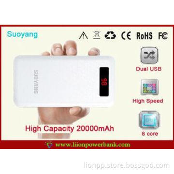 LCD Display 20000 mAh Li Ion Dual Double USB Power Bank Wit